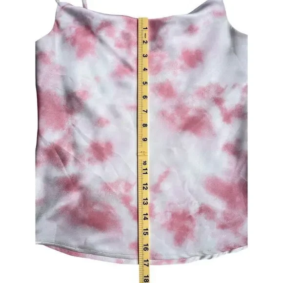 Willow Tie Dye Cowl Neck Silk Like Cami Julia Top in Blush & White - Size XS - Picture 6 of 9